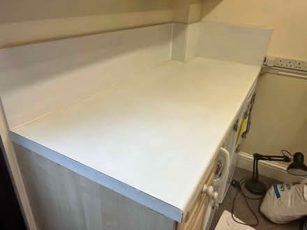 Photo of 40mm Thick White Laminate Worktop (Kelvedon Hatch CM15) #1