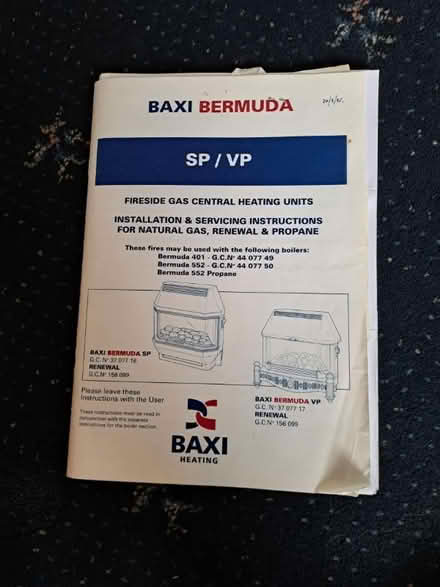 Photo of free Baxi Back-Boiler Manual (Tolworth KT19) #1