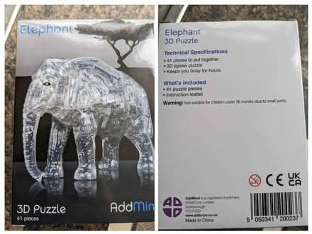 Photo of free 3D jigsaw puzzle - Elephant (transparent) (Roffey RH12) #1
