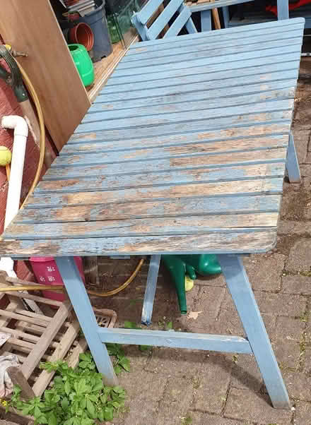 Photo of free Wood garden table and 4 chairs. (Penrith CA11) #1