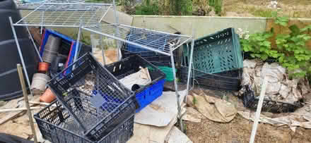 Photo of free plastic crate and pots (Queensland Ave N18) #1