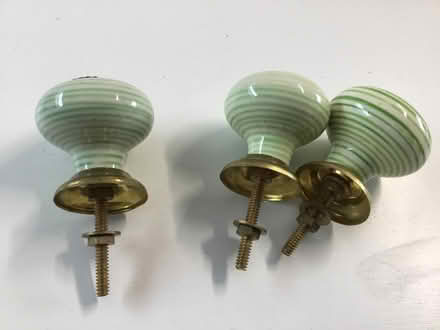 Photo of free Three porcelain drawer knobs (Burton green) #2
