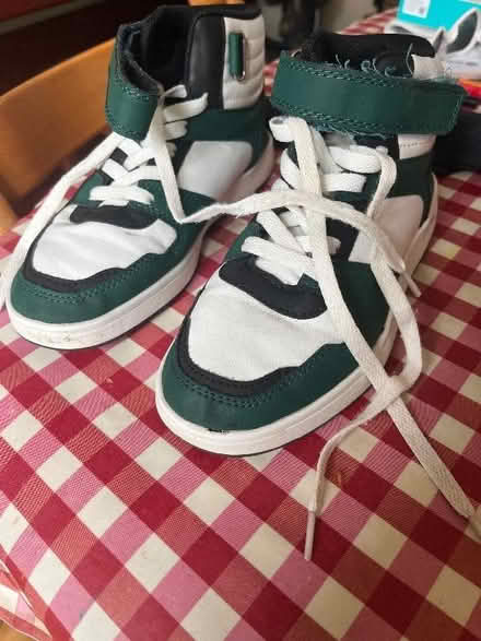 Photo of free Green, black and white hi-top trainers, size 3.5 (36) (Emscote Mill CV34) #1