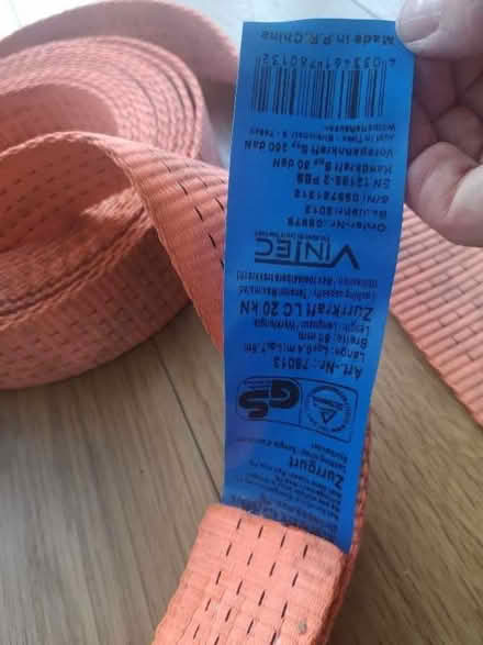 Photo of free Strong orange webbing lashing strap with hook (Craiglockhart EH14) #2