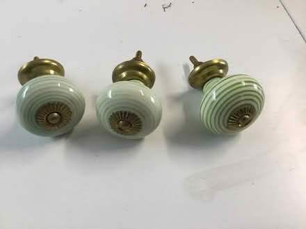 Photo of free Three porcelain drawer knobs (Burton green) #1