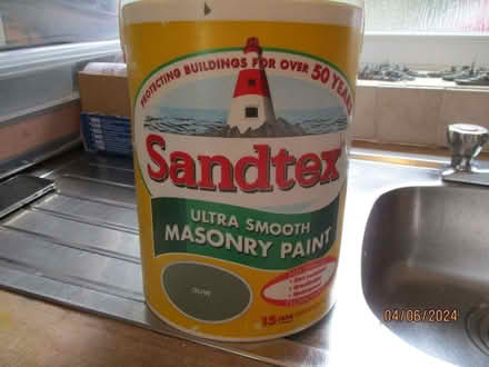 Photo of free 5 litres Sandtex Olive paint. (Holmfield HX2) #1
