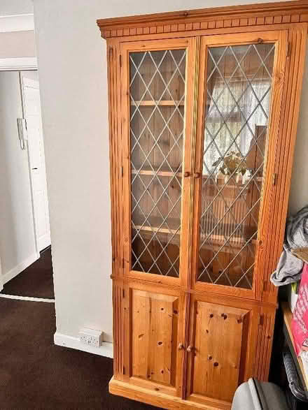 Photo of free Solid Pine Glass Display Cabinet (Whitehawk BN2) #1