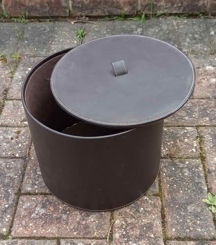 Photo of free Dk Brown faux leather storage drum unit (Woodley RG5) #2