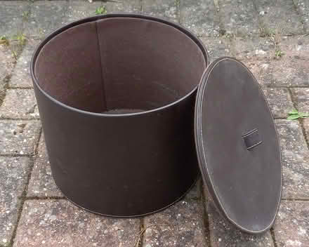 Photo of free Dk Brown faux leather storage drum unit (Woodley RG5) #1