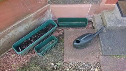 Photo of free 3 planters with trays and a watering can (Corstorphine EH12) #1