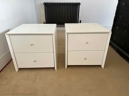 Photo of free 2 white bedside cabinets (Burton green) #1