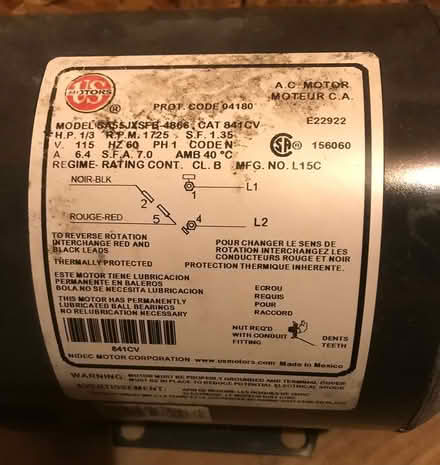 Photo of free 1/3 Horsepower Electric Motor (Findlay Creek) #1