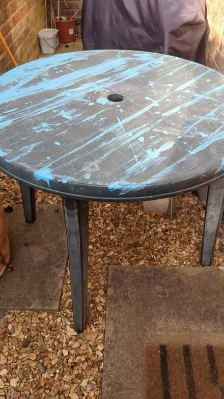 Photo of free Green plastic garden table (Bedford, MK40) #1