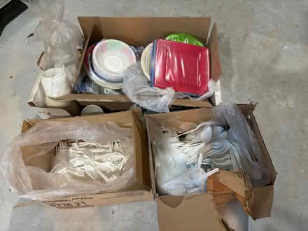 Photo of free Plastic cutlery, paper plates, cups (Queen Anne) #1