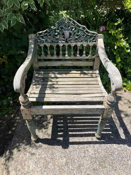 Photo of free Wooden garden chair with arms (Glastonbury BA6) #2