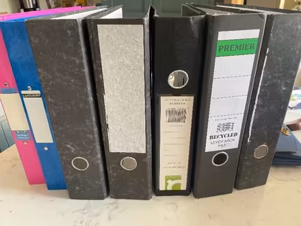 Photo of free 9 lever arch & 2 A4 ring binders (Broughton PR3) #1