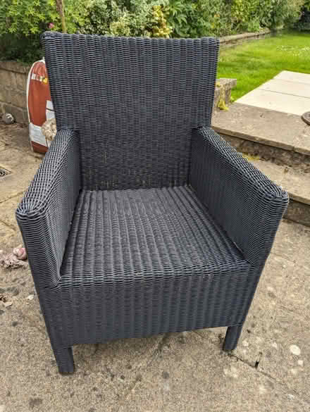 Photo of free Large wicker patio table, chairs and parasol (Kempshott RG22) #2