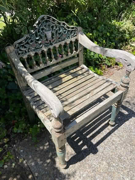 Photo of free Wooden garden chair with arms (Glastonbury BA6) #1
