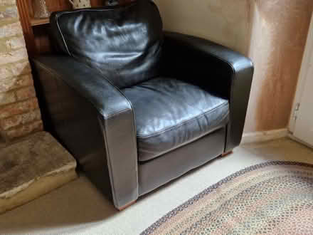 Photo of free Leather sofa and chair. (Ducklington OX29) #3