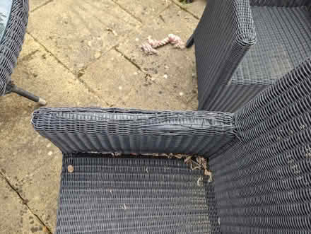 Photo of free Large wicker patio table, chairs and parasol (Kempshott RG22) #3
