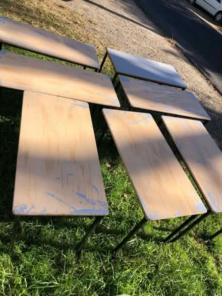 Photo of free Wooden & Steel Tables x 7 (Hazelbrook) #2