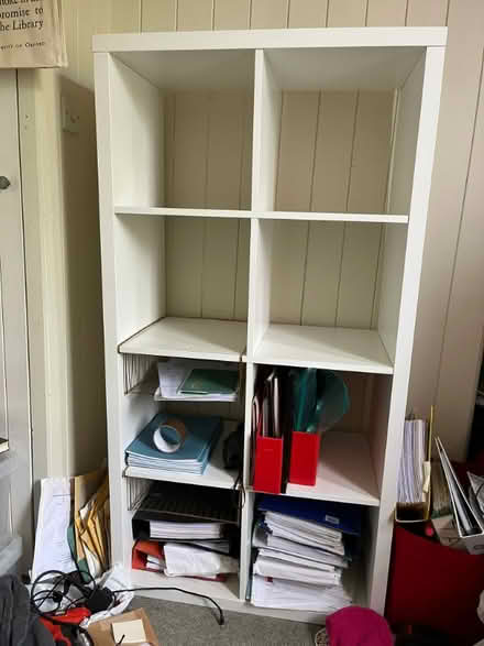 Photo of free IKEA Kallax shelving unit - 2 x 4 cubes - white (islington N1) #1