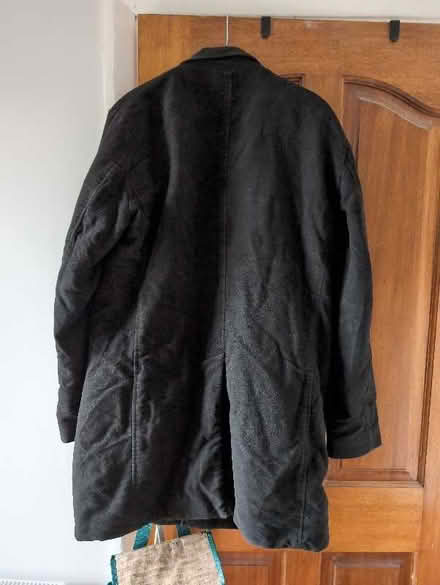 Photo of free Black Italian made mens coat XL velvety fabric needs small. (BT14)