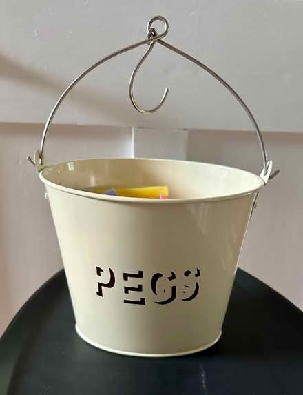 Photo of free Cream metal hanging peg bucket (Holbeach St Marks PE12) #1