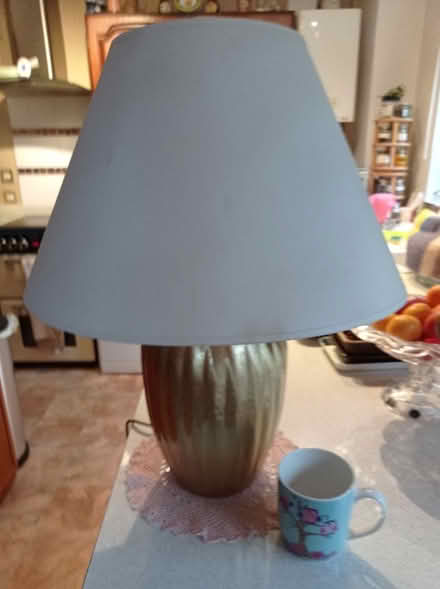 Photo of free Large Table Lamp - Brass base with neutral shade (East Hunsbury) #1
