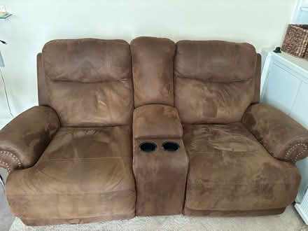Photo of free 2 reclinable brown fabric sofas (Aurora) #2