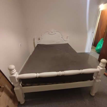 Photo of free Wooden Double Bed Frame with headboard (Heysham LA3) #1