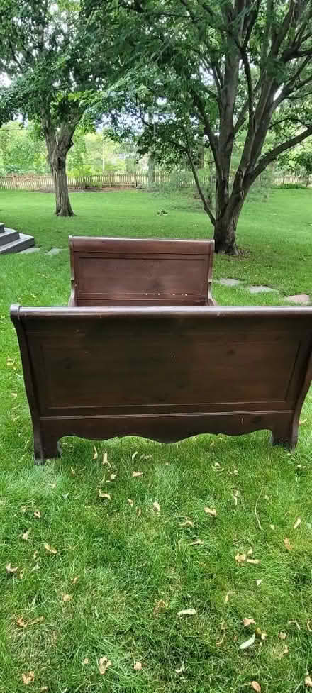 Photo of free Wood sleigh bed- double (Central Naperville) #1