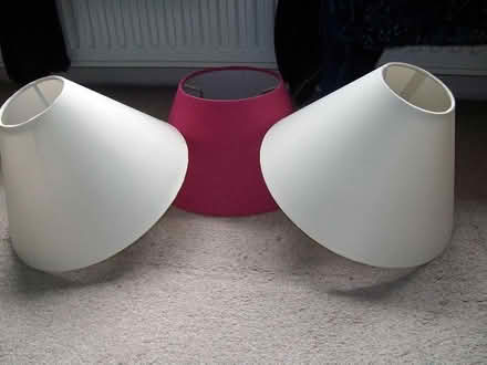 Photo of free 3 lampshades - 2 cream & 1 pink (Great Moor SK2) #1