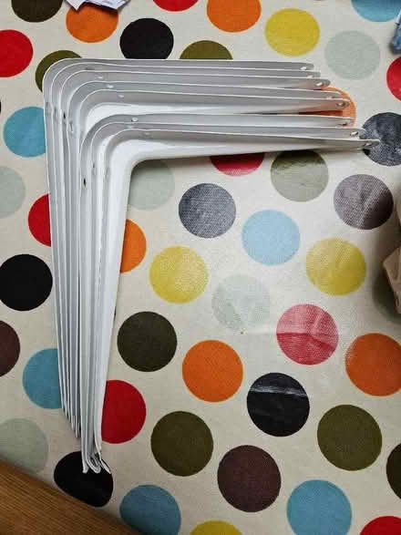 Photo of free 4 pairs of white Metal shelf brackets (Camden) #1