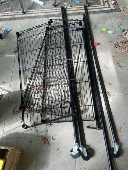 Photo of free Black metal shelving unit (Takoma Park, near the metro) #1