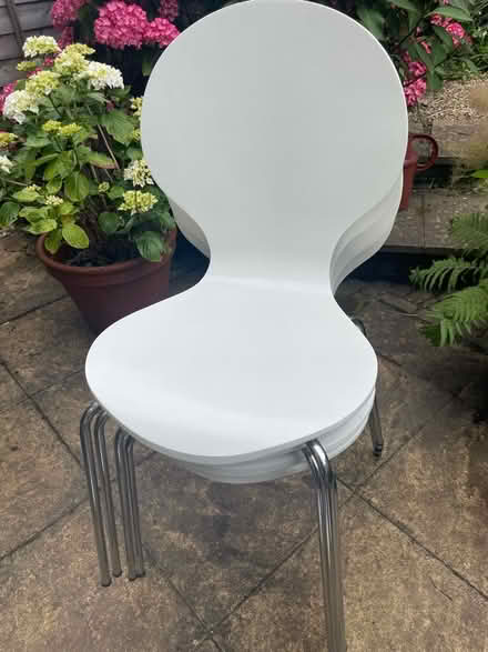 Photo of free White stacking chairs x 4 (Richmond TW9) #1