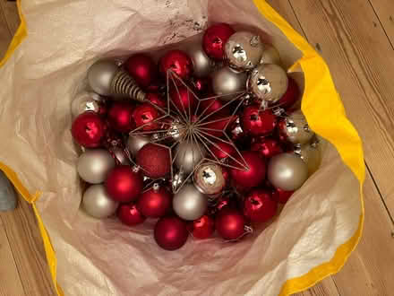 Photo of free Christmas baubles (red and silver) (South Norwood) #1
