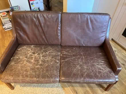 Photo of free 2 seater Danish leather sofa (Oxford OX2) #1