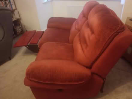 Photo of free 2 seater reclining sofa (manual) (CW11 Elworth)