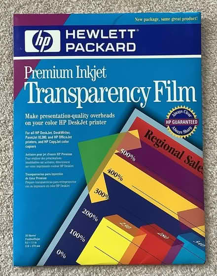 Photo of free HP Inkjet Transparency Film (Malvern Wells WR14) #1