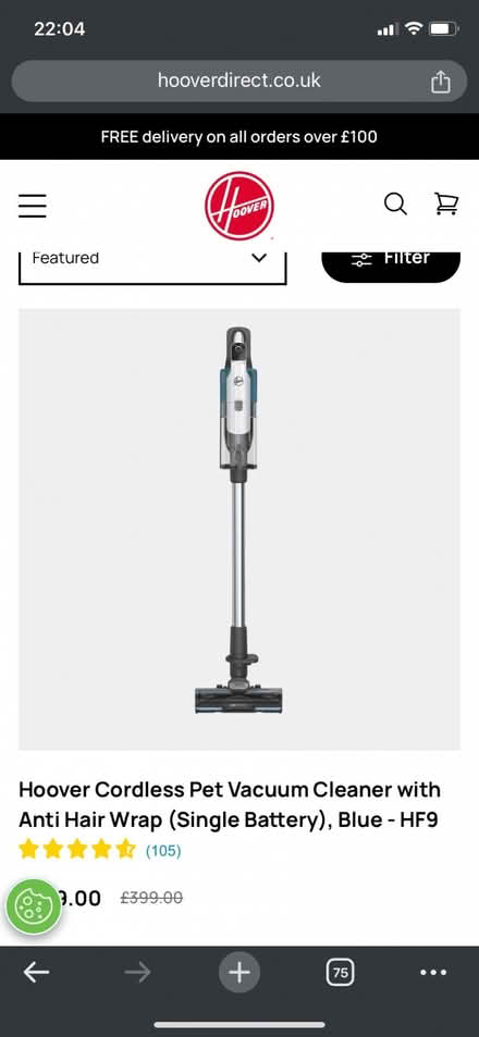 Photo of Hoover vacuum cleaner (Great Northern Road DE22) #1