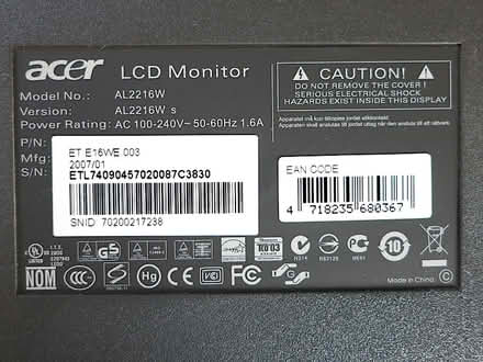Photo of free Acer 22" LCD Monitor (Llandrindod LD1) #2
