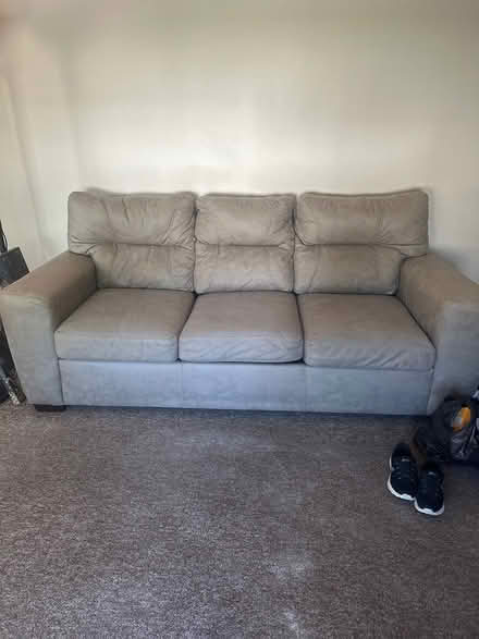 Photo of free Leather look couch (646 Center St, Lancaster Ohio) #1