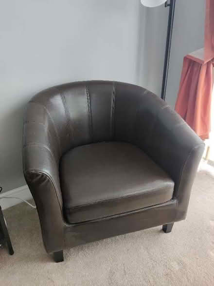Photo of free Tub chair. Brown PU. (Church RG2) #1