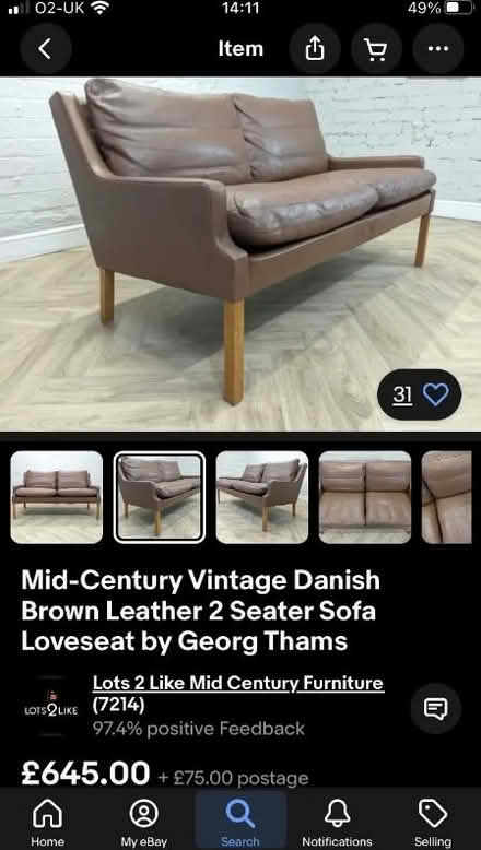 Photo of free 2 seater Danish leather sofa (Oxford OX2) #4