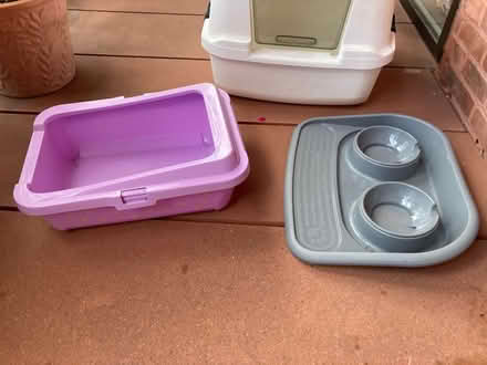Photo of free Cat litter boxes and feeding bowl (E9) #2