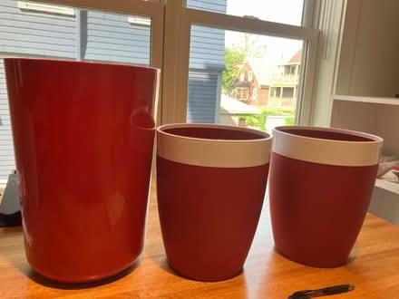 Photo of free 3 red Wastebaskets (West Somerville) #1