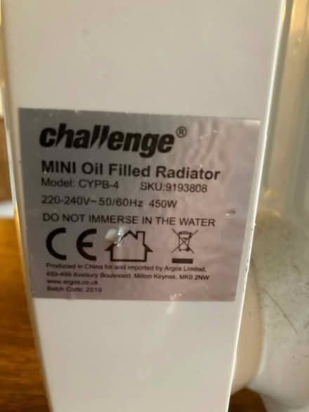 Photo of free 450w oil filled radiator (Millfield) #3