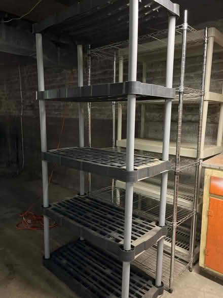 Photo of free 6’ tall industrial shelves (Civic center)