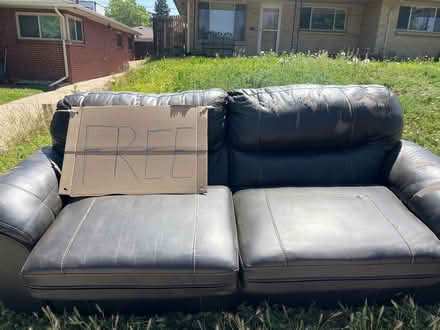 Photo of free Leather sleeper sofa (worn) (Sloans Lake Park) #1